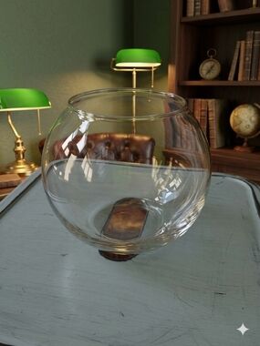 Clear Glass Bubble Bowl Vase Round Table Decor Centerpiece 5" Tall